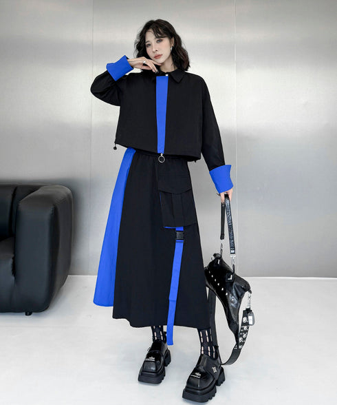 Bicolor Zip Top &  Skirt Co-ord